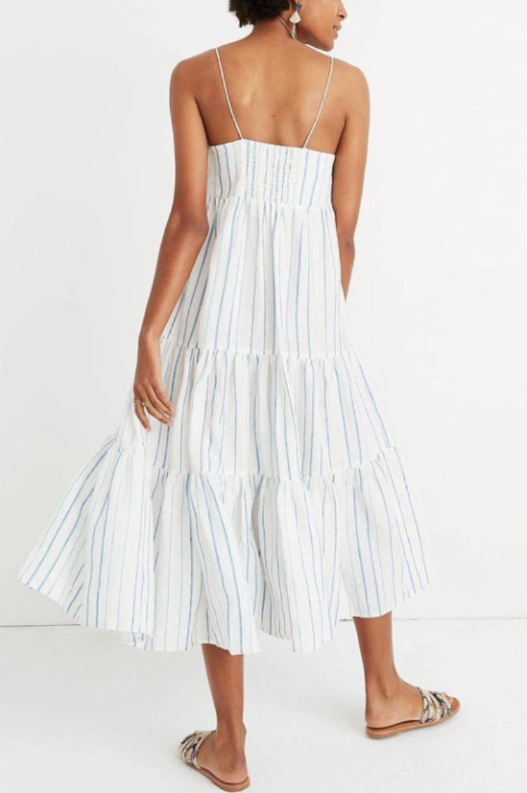 Down Lights Low Tiered Tassel Midi Dress