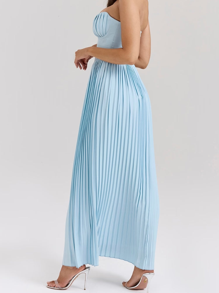 Blue Ocean Pleated Maxi Dress