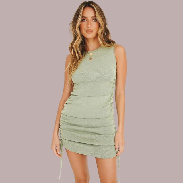 Gladys Effortless Sleeveless, Easygoing Rib Knit Mini Dress Elevated Occasion Wear