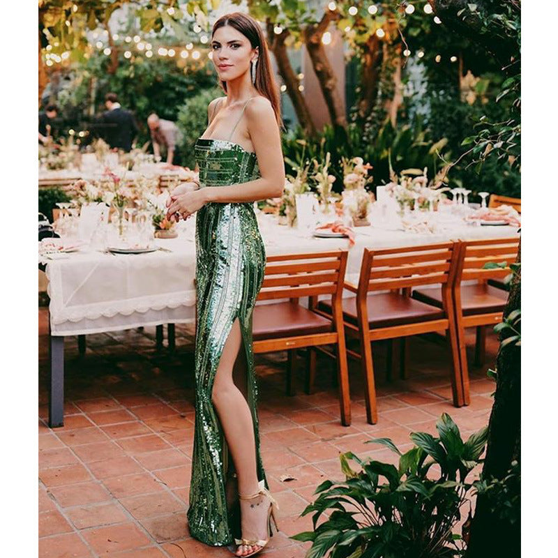 Satin Aleena Striped Cutout Midi Dress Green
