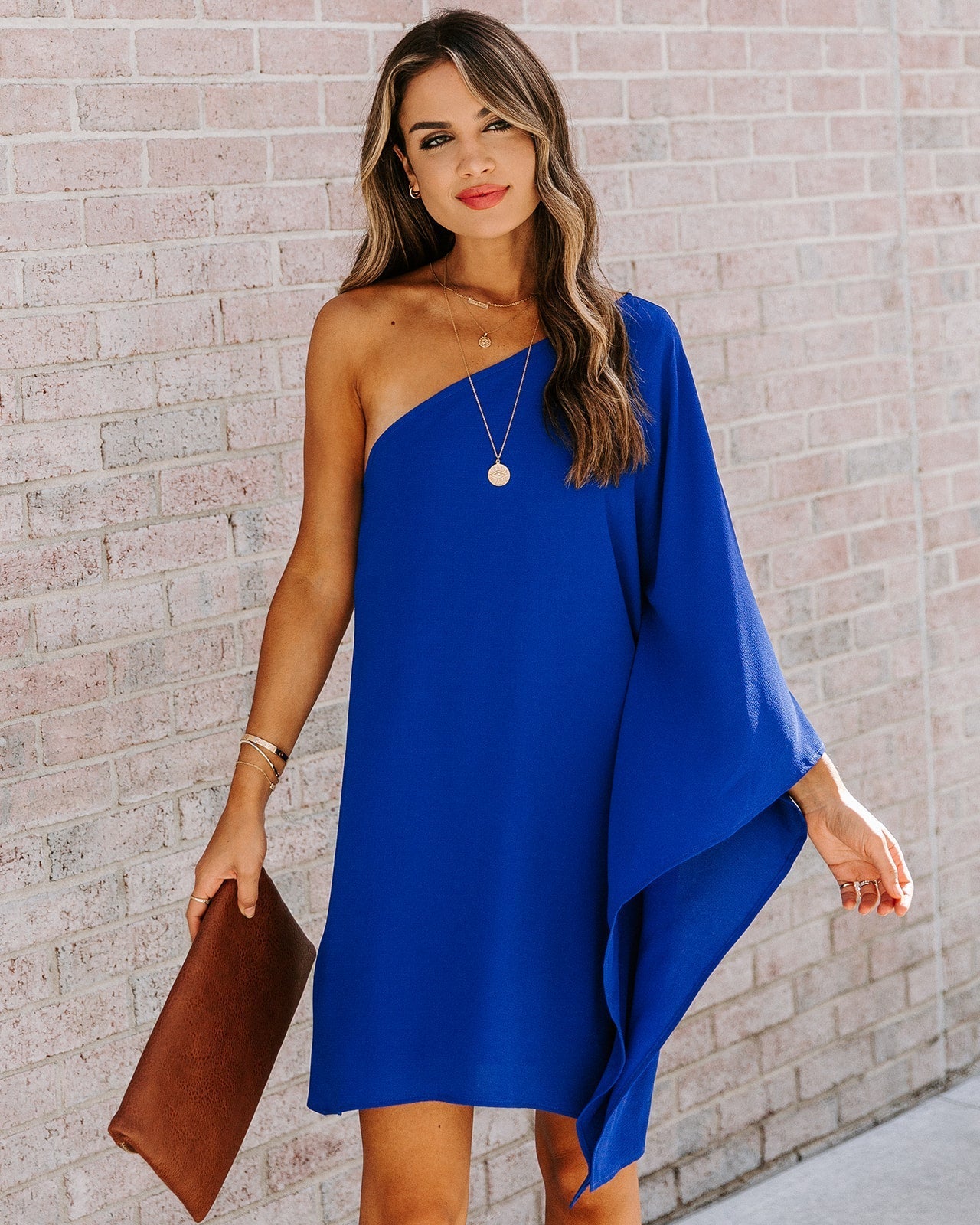 To Side Side One Shoulder Statement Dress Royal Blue