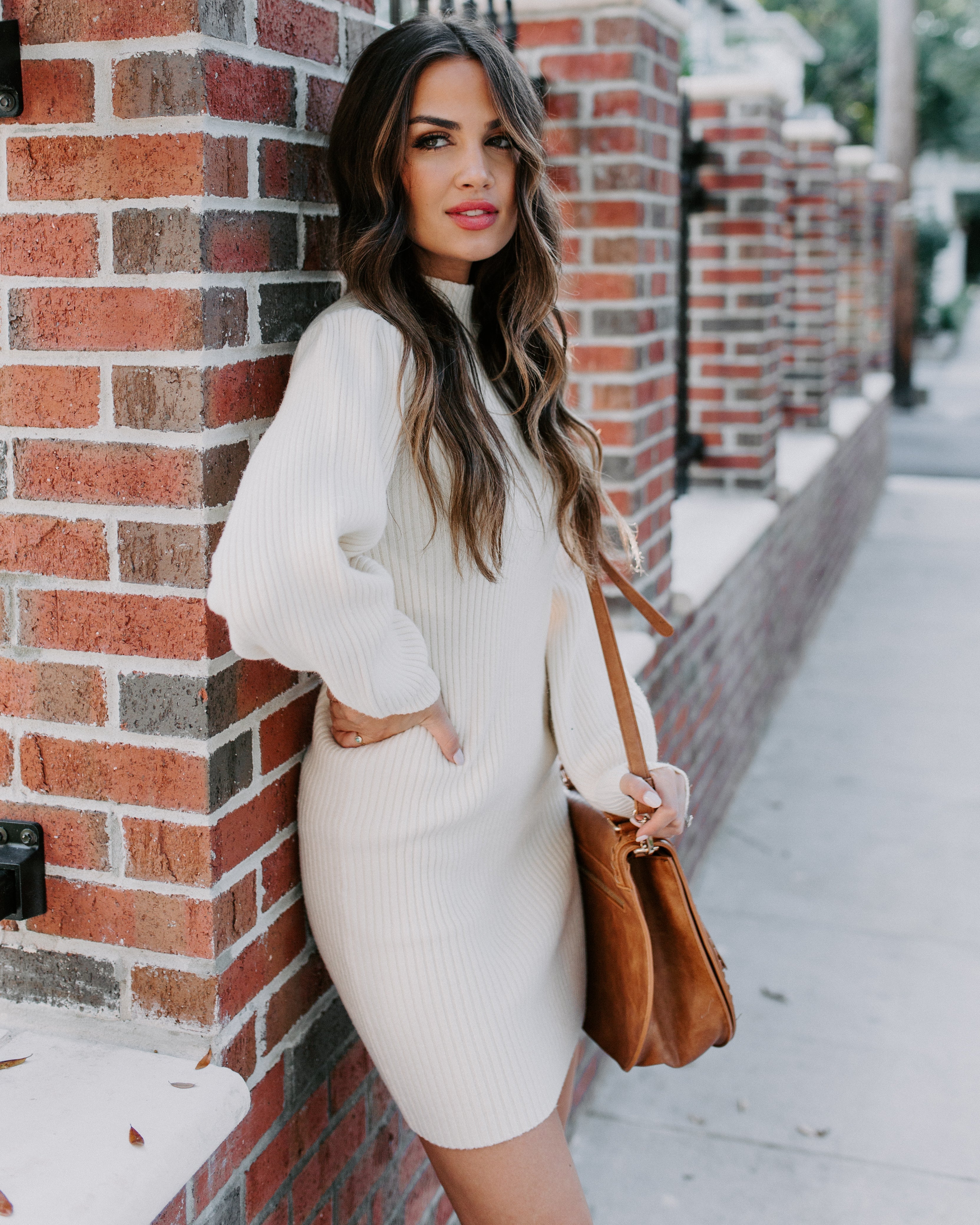 To December Remember Mock Neck Sweater Dress Ivory