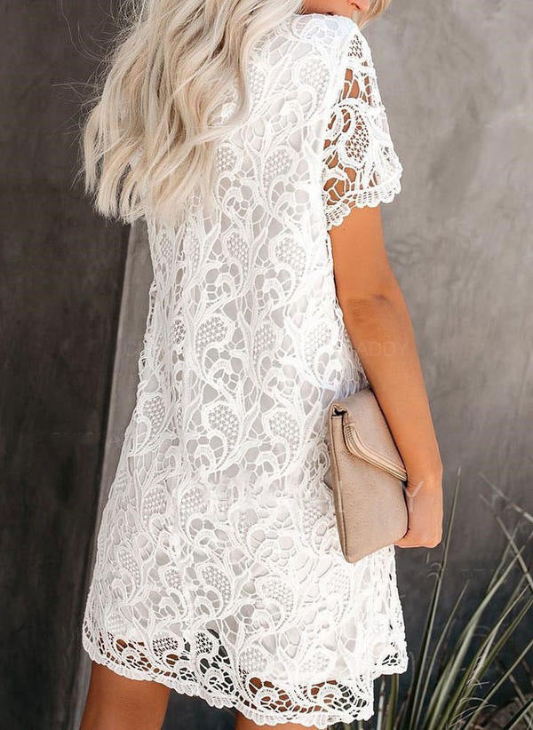 The Where Heart Is Pocketed Lace Shift Dress
