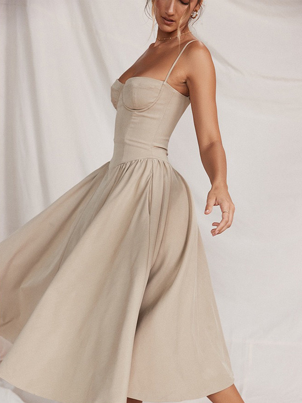 Sling Beige Midi Dress