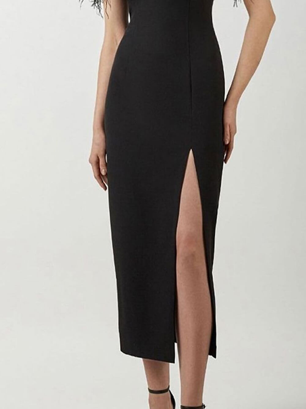 Shoulder One Feather Midi Dress