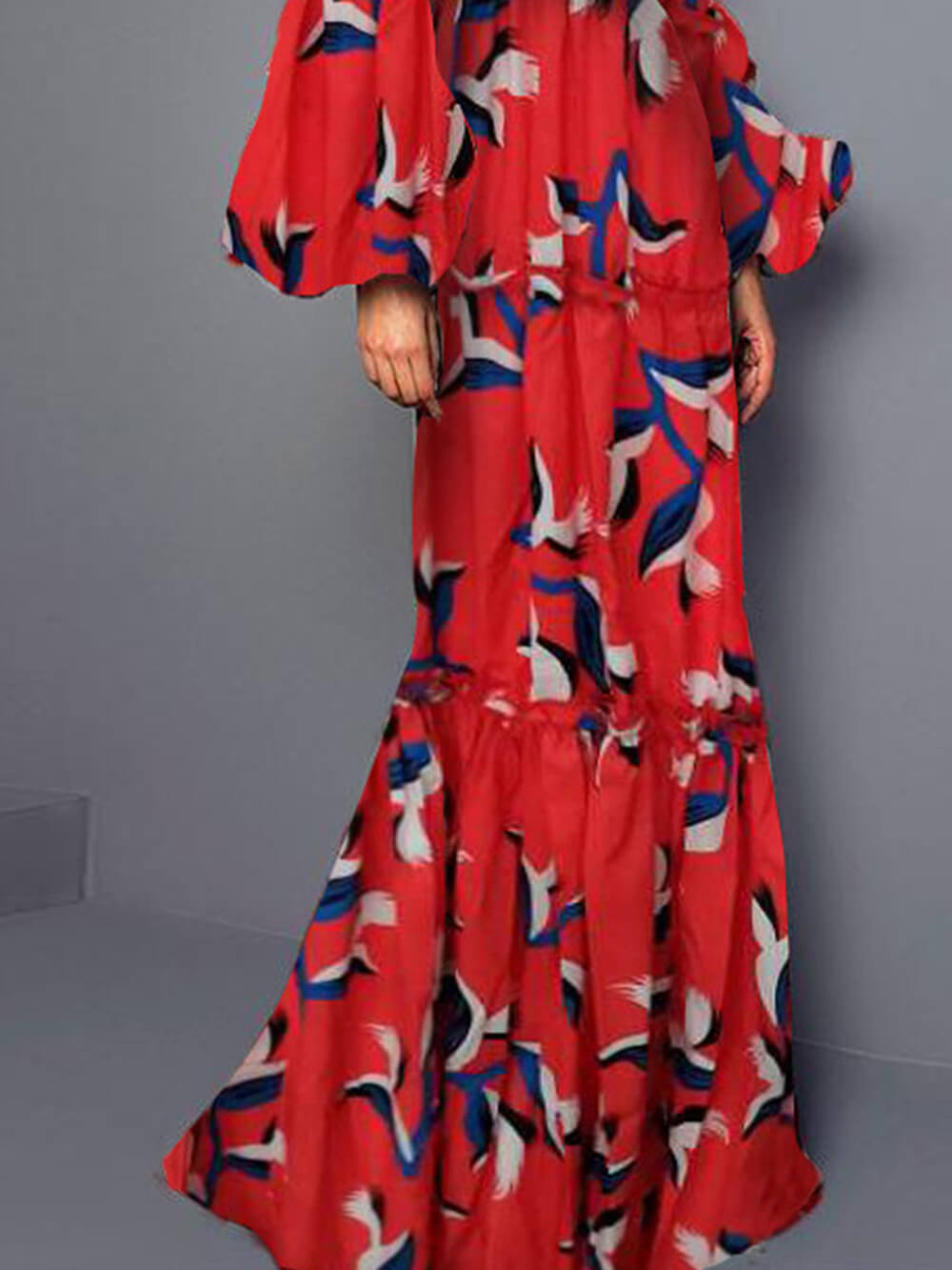 Stylish V Neck Waist Cinching Maxi Dress