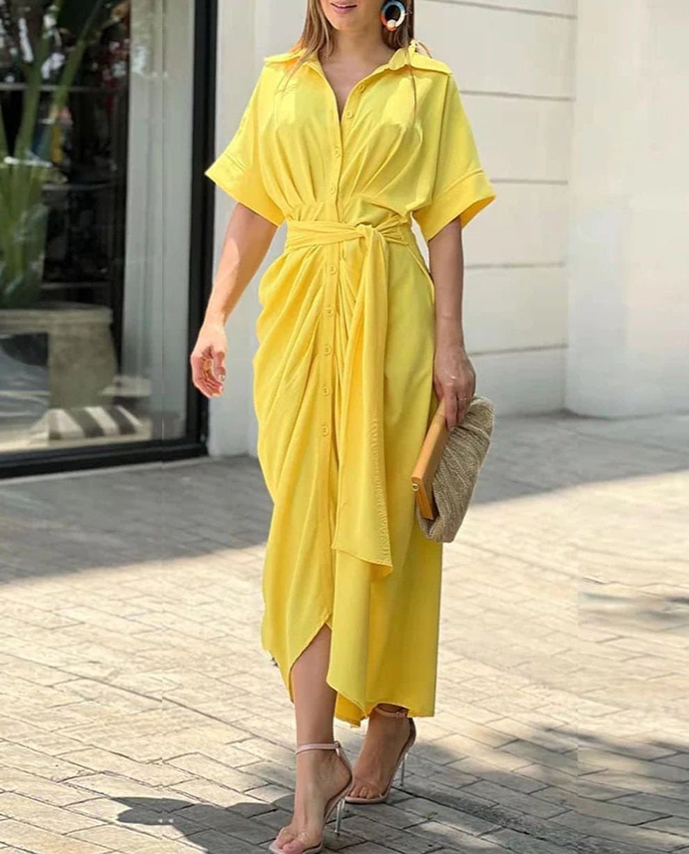 Babe Summer Midi Dress Yellow