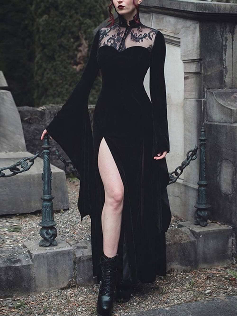 Halloween Chic Slit Skirt Witch Maxi Dress