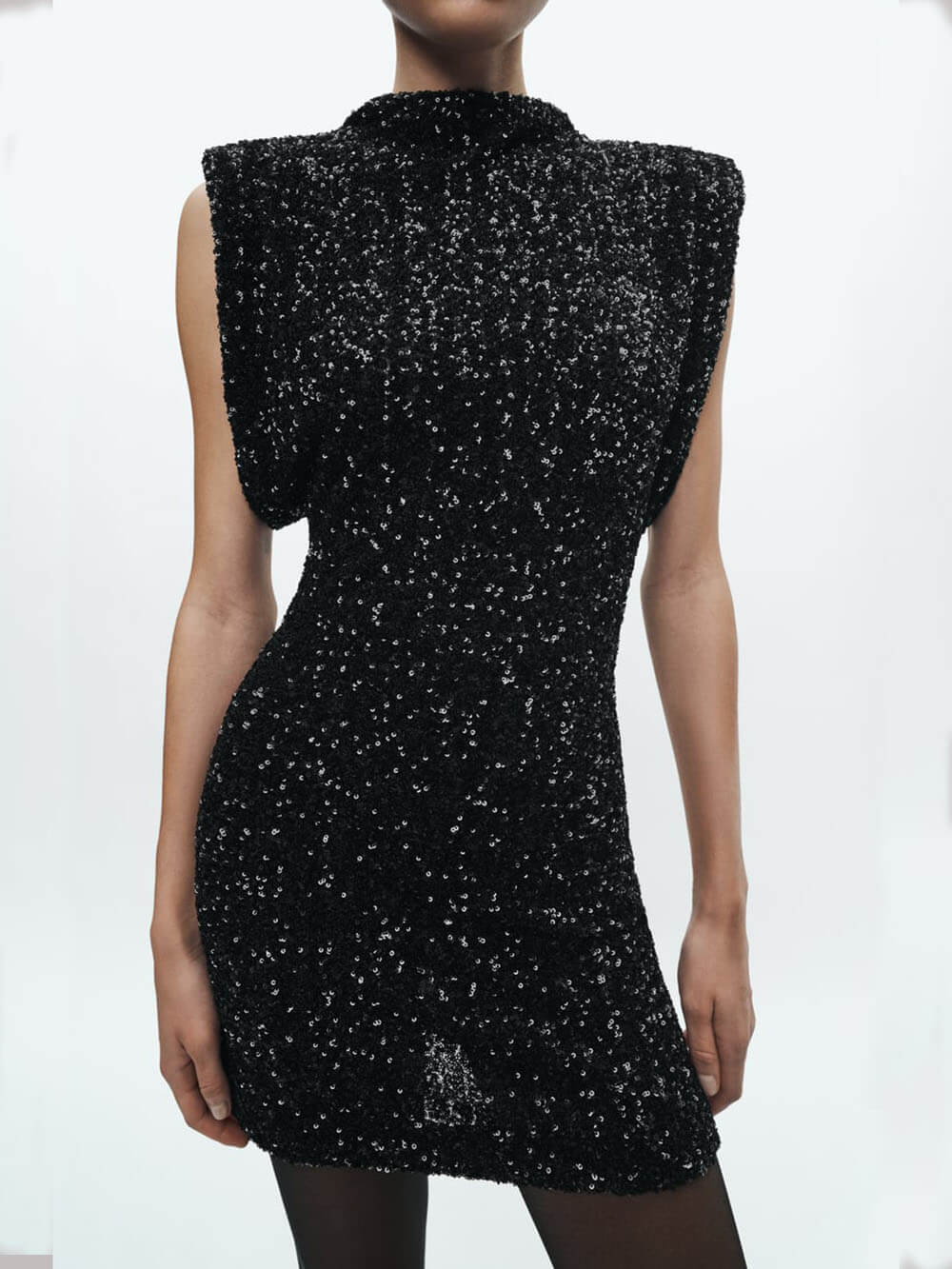 Pads Shoulder Sequin Dress