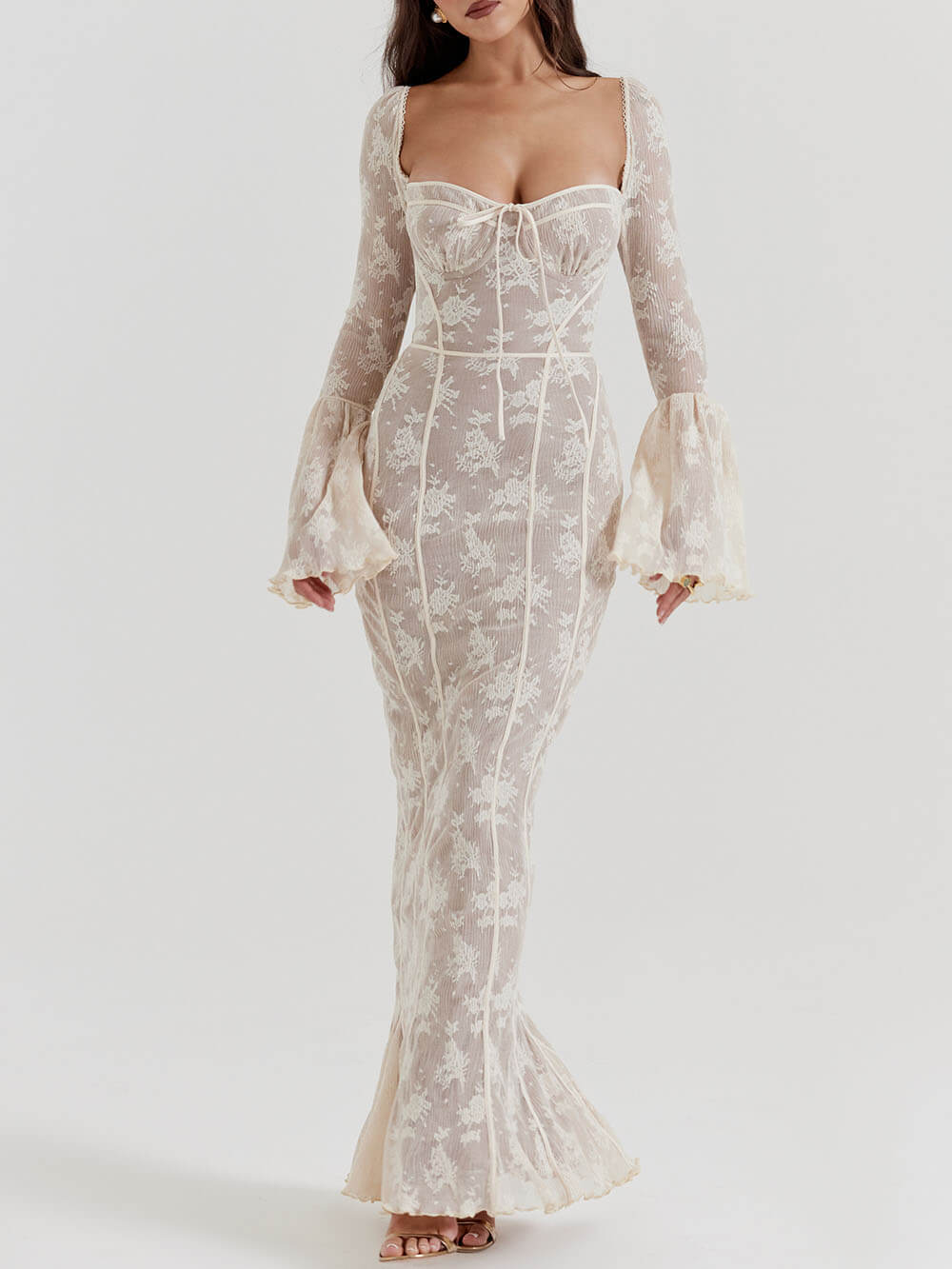 Timeless Cream Lace Maxi Dress