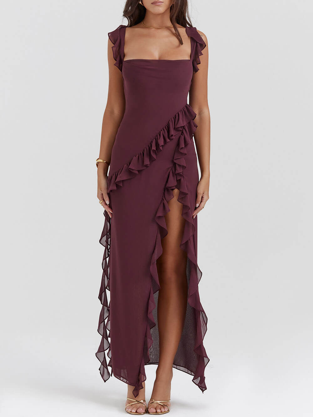 Ruffle Mulberry Maxi Dress