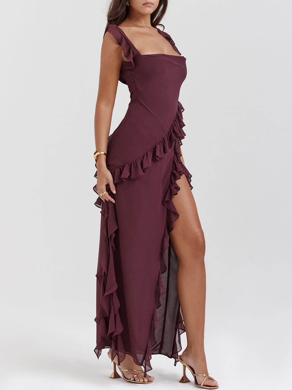 Ruffle Mulberry Maxi Dress