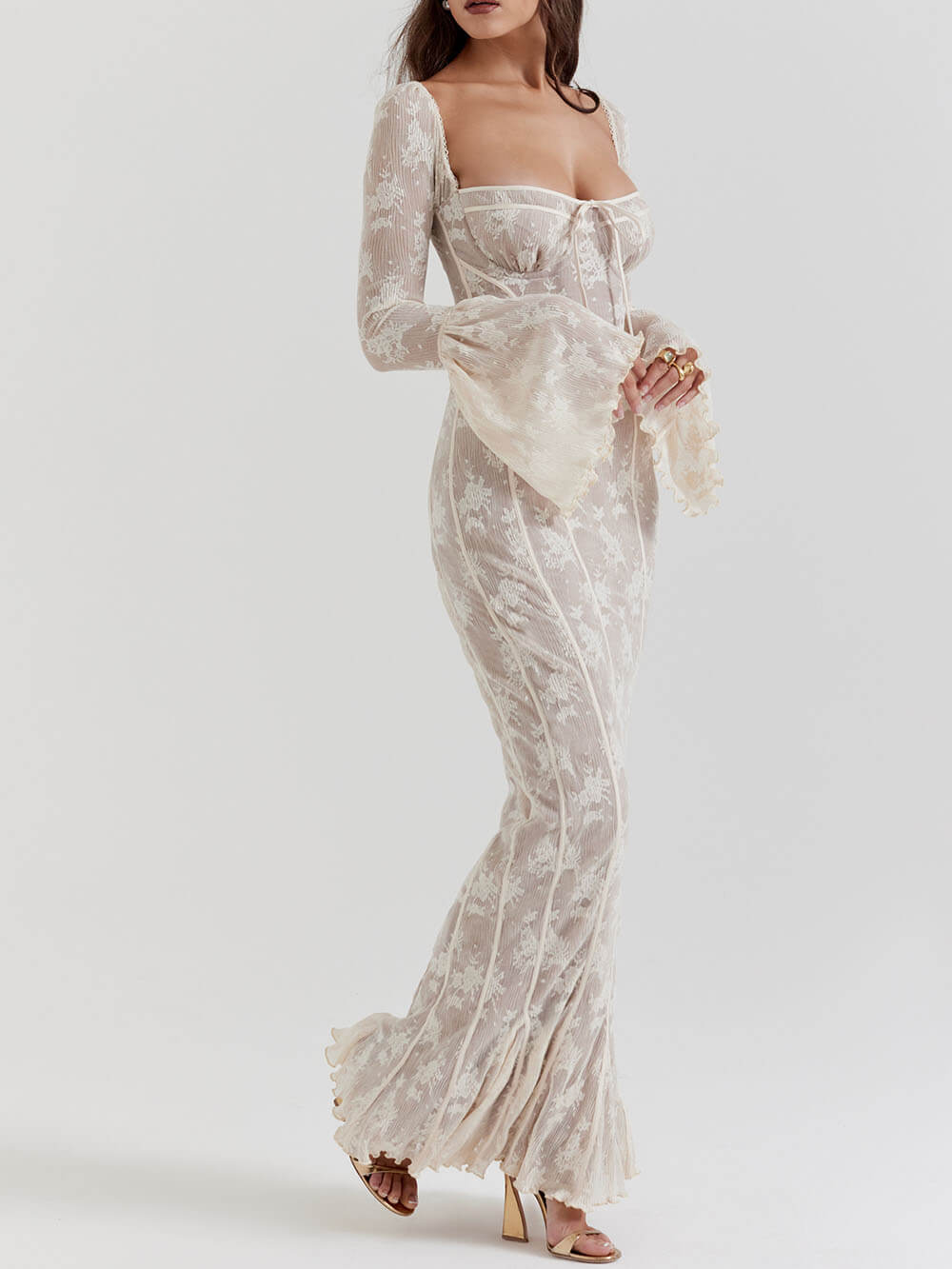 Timeless Cream Lace Maxi Dress