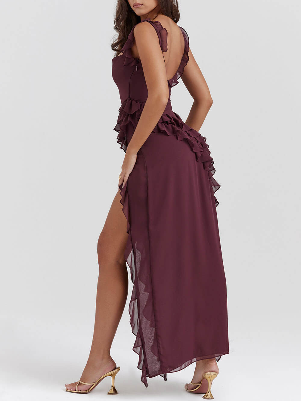 Ruffle Mulberry Maxi Dress