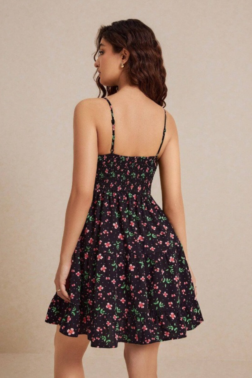 Bloom Smocked Spaghetti Strap Mini Dress