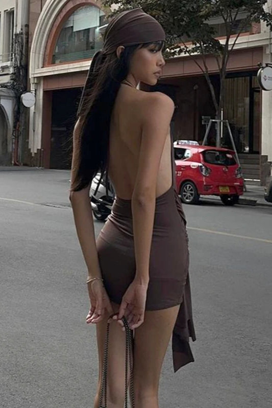Cut Low Backless Mini Dress