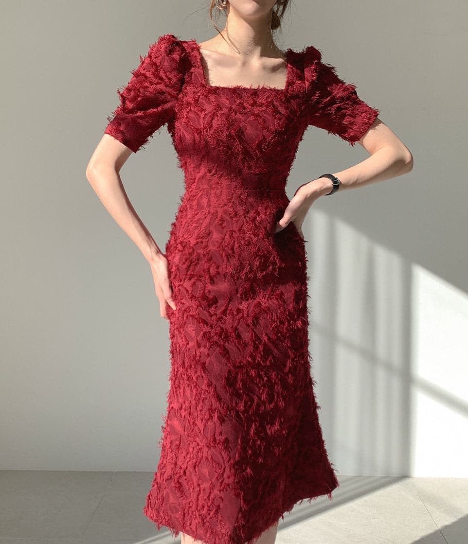 Classic Square Collar Tassel Women Summer Dress
