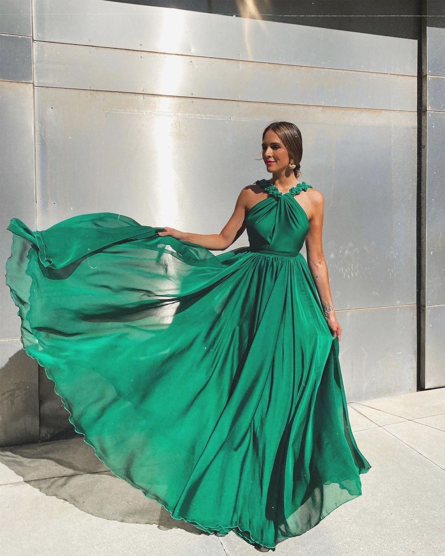 Kissnovaa - Fashion Sleeveless Green A Line Sexy Backless Prom Dresses
