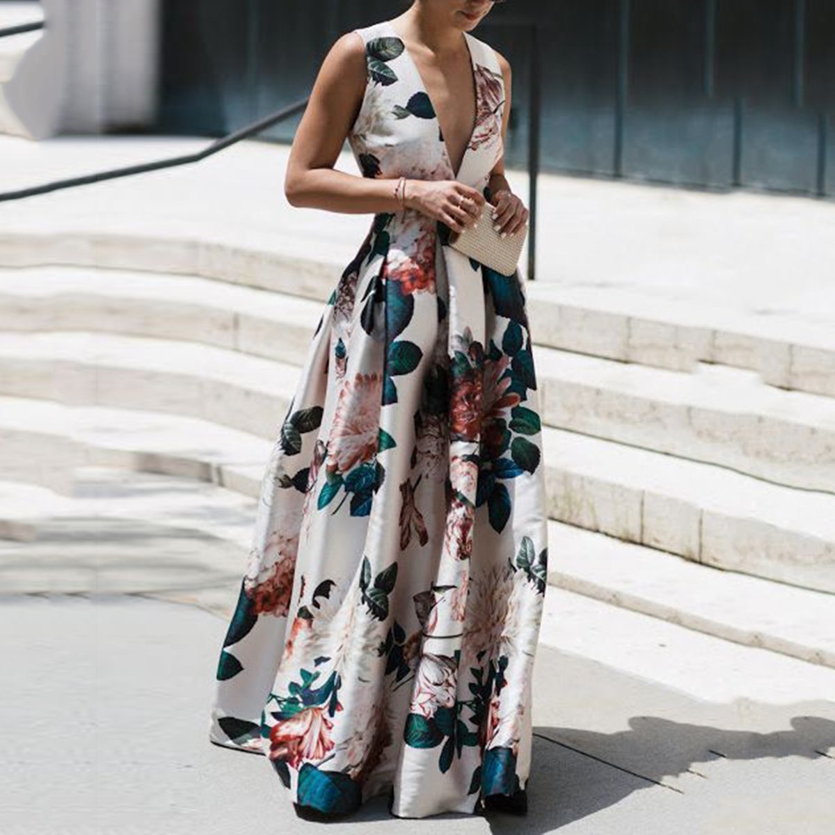 Kissnovaa - Summer Trendy Sleeveless Deep V Neck Full Length Prom Dresses