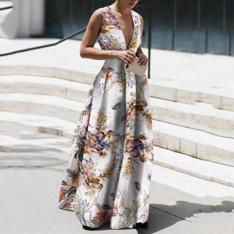 Kissnovaa - Summer Trendy Sleeveless Deep V Neck Full Length Prom Dresses