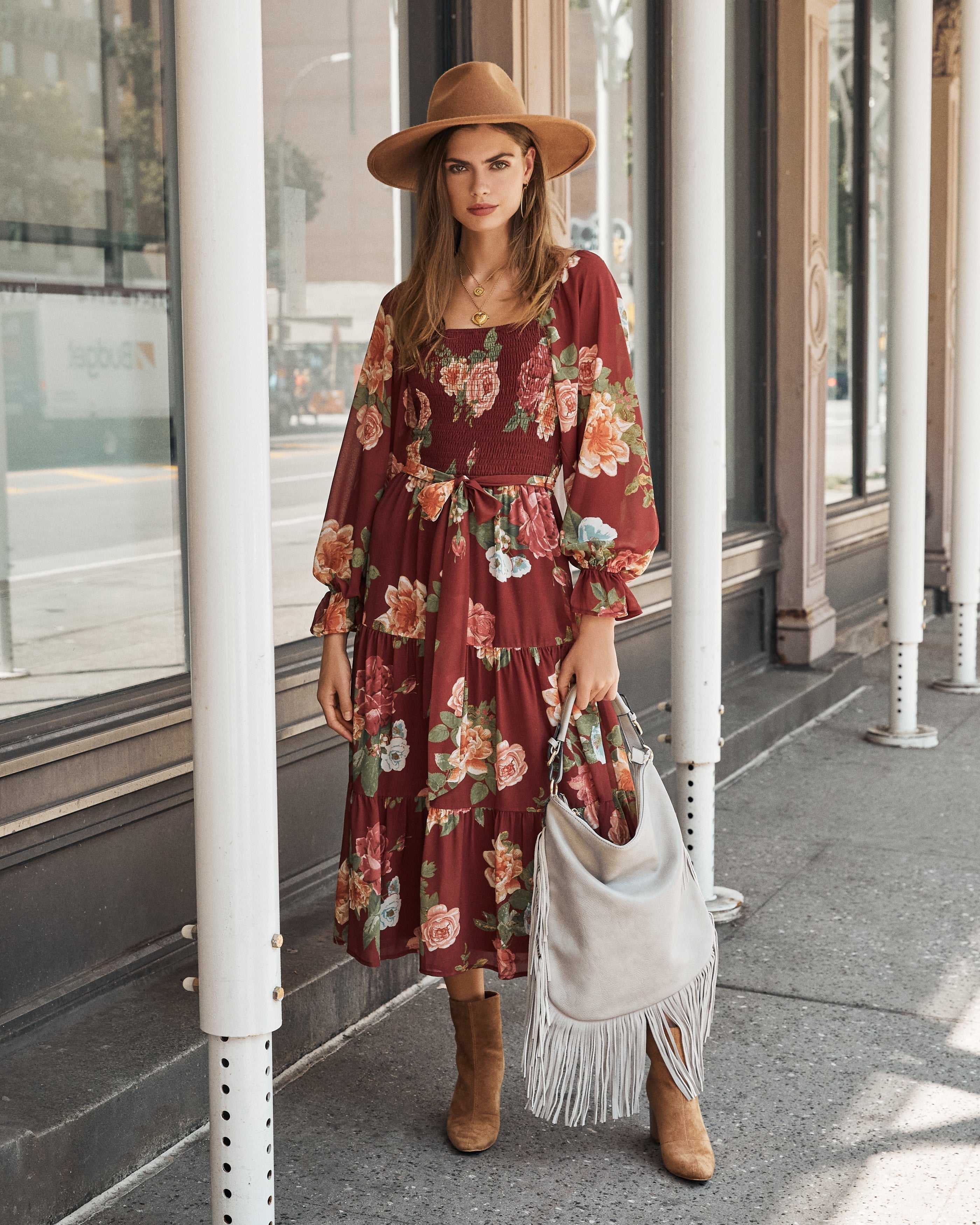 Claudette Botanical Smocked Midi Dress FINAL