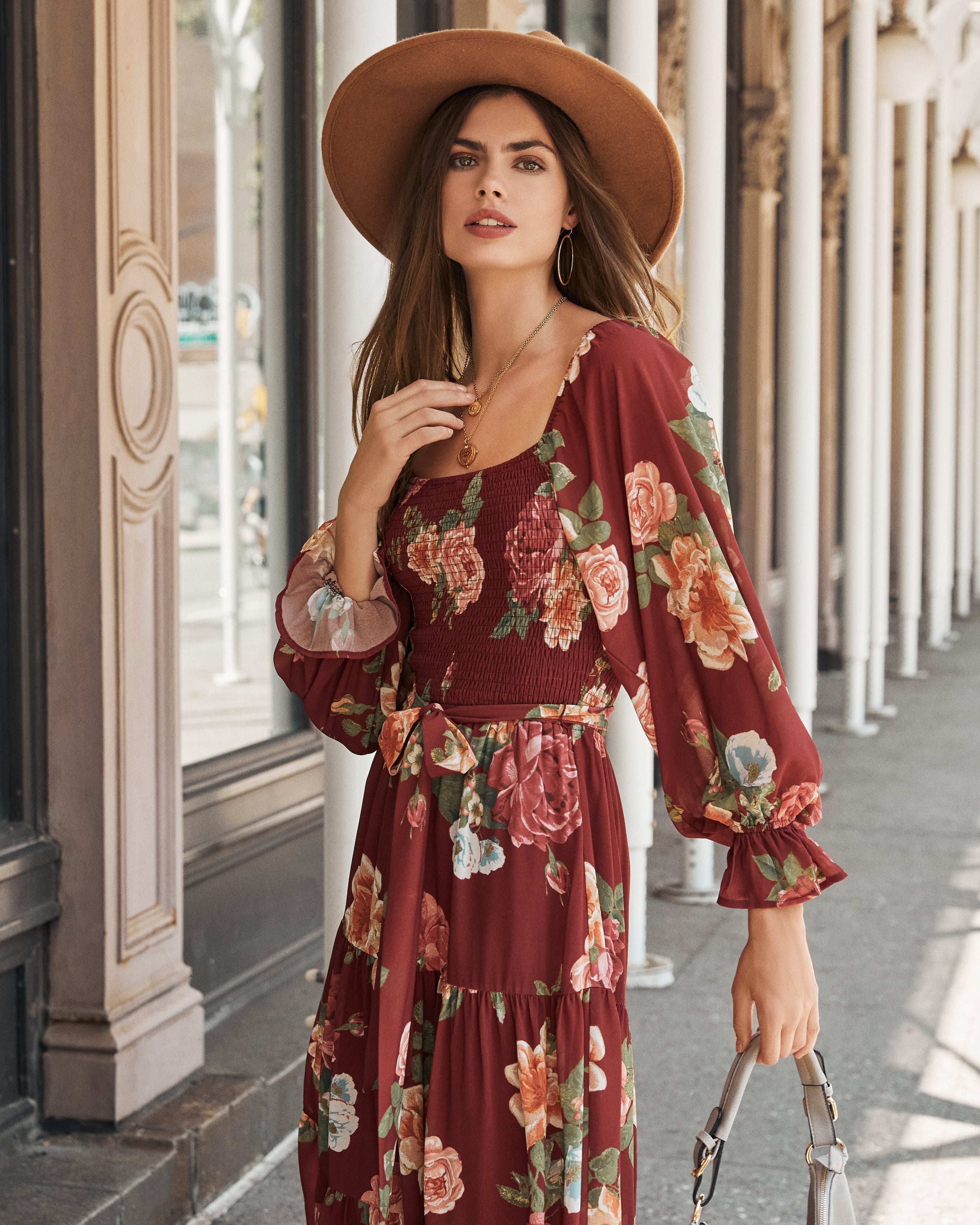 Claudette Botanical Smocked Midi Dress FINAL