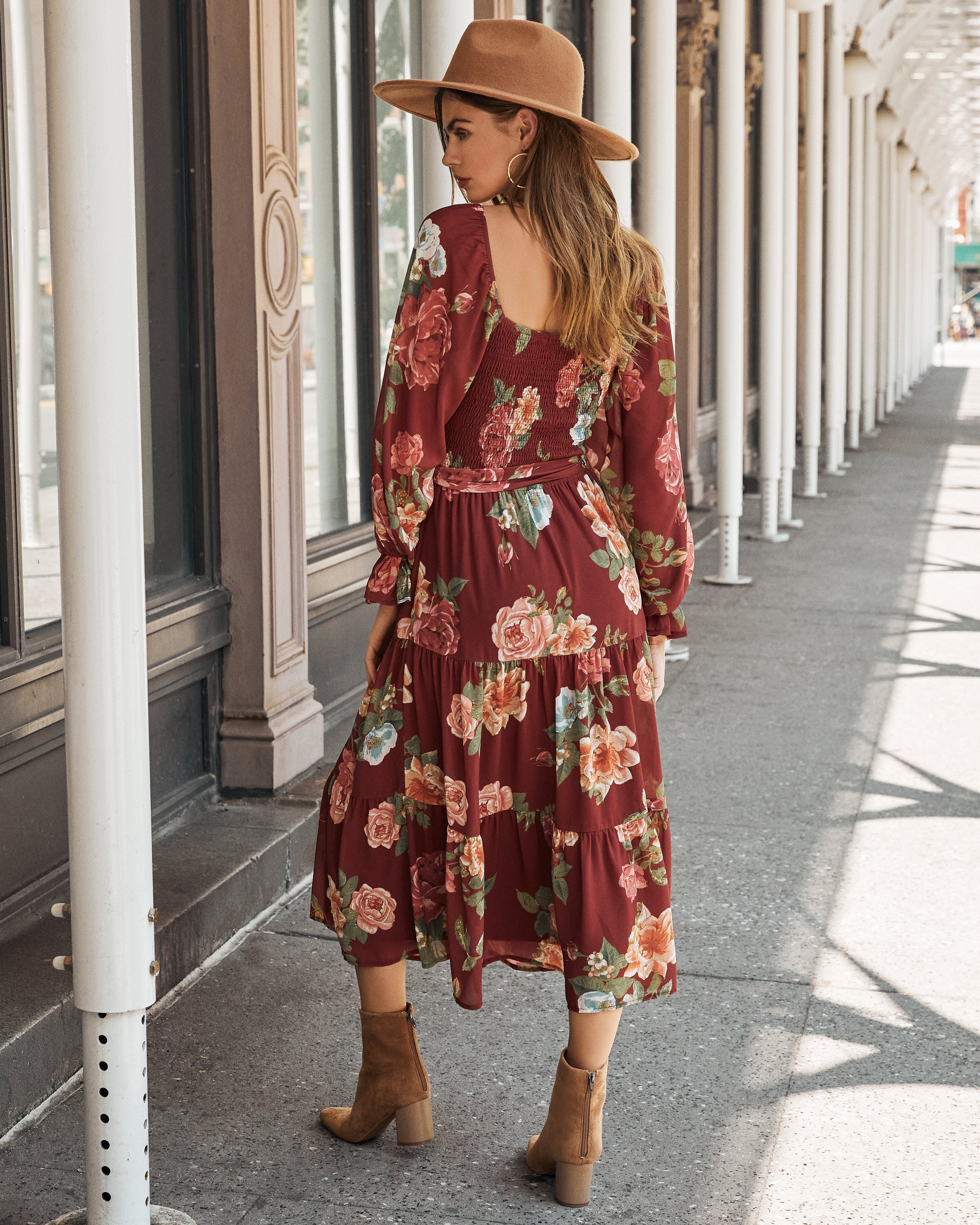 Claudette Botanical Smocked Midi Dress FINAL
