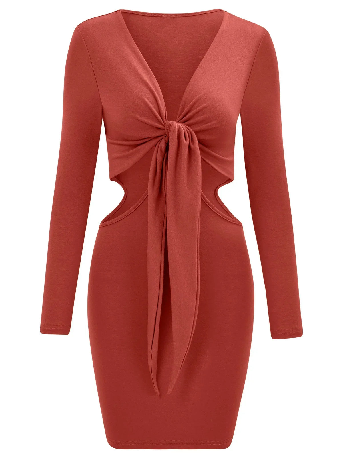 Waist Mid Split VNeck Elastic Outfits Solid Midi Dresses