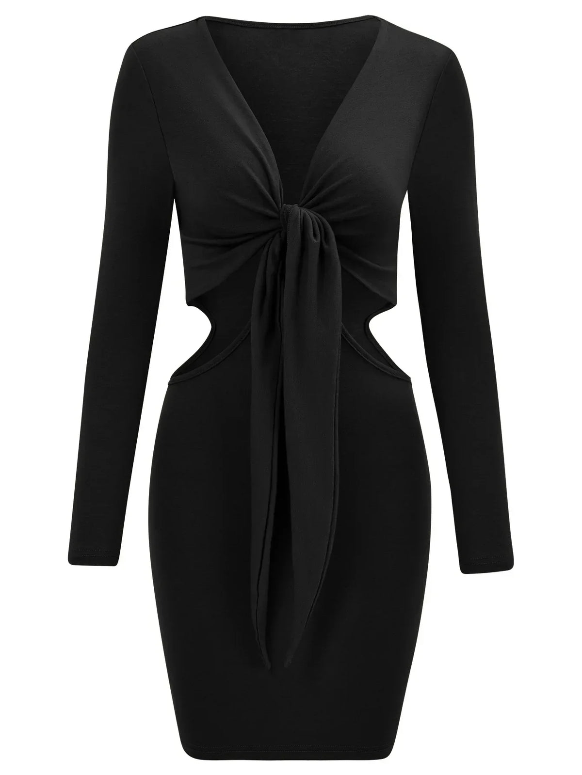 Waist Mid Split VNeck Elastic Outfits Solid Midi Dresses