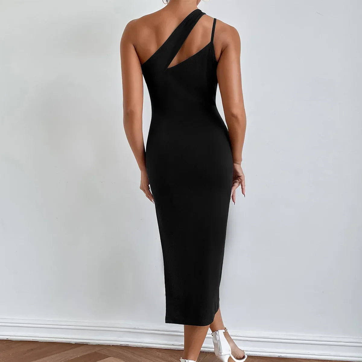 New Slit Oblique Slimming Sophisticated Casual Y2K Midi Dresses