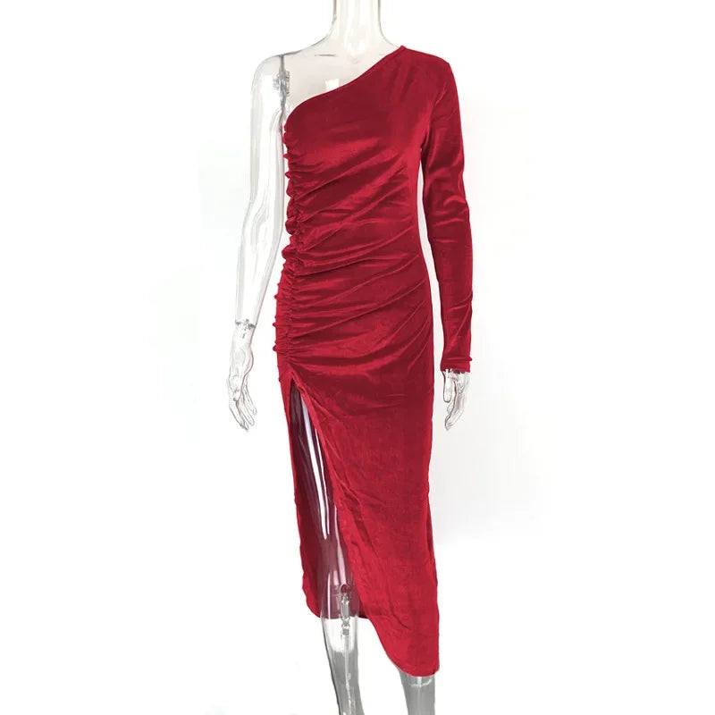 New Satin Dissymmetry Backless Graceful Birthday Midi Dresses