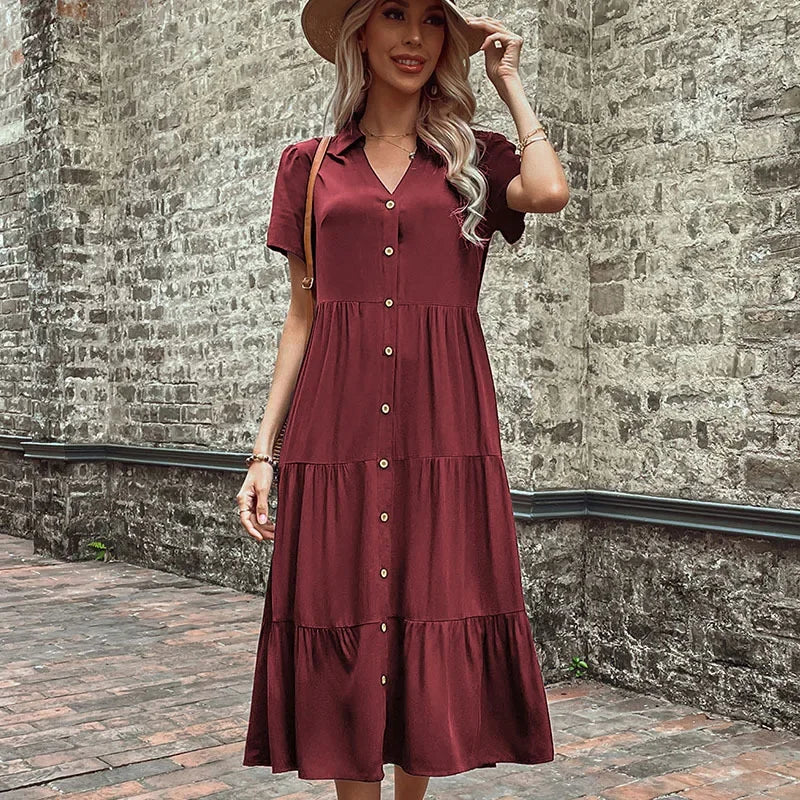 Summer Hepburn French Maxi Easygoing Party Club Midi Dresses