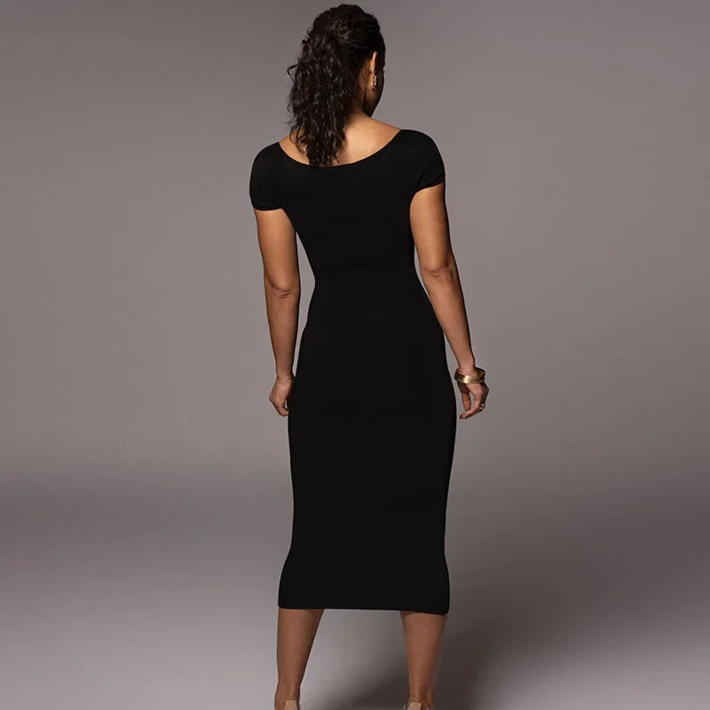 New Boat Graceful High Slim Ladies Y2K Midi Dresses