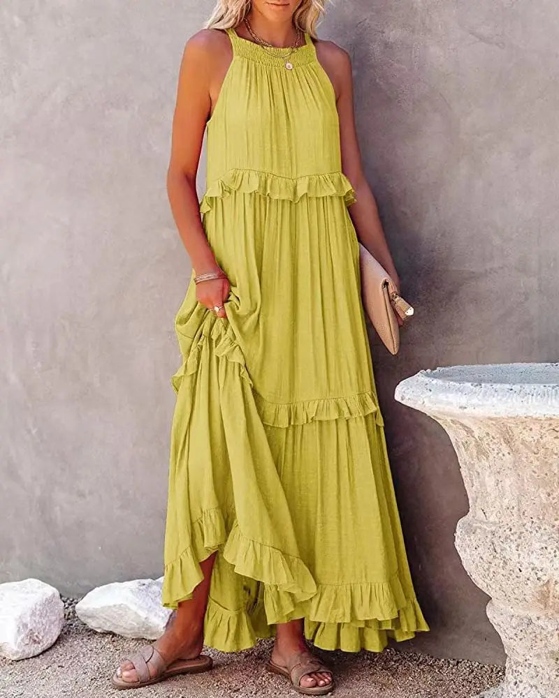 Floorlength New Round Loose Irregular LOOSE Midi Dresses