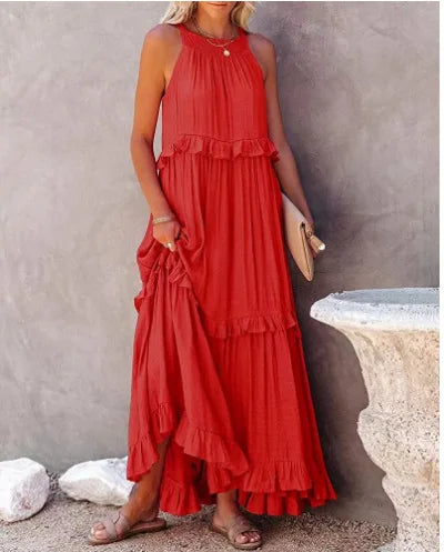 Floorlength New Round Loose Irregular LOOSE Midi Dresses