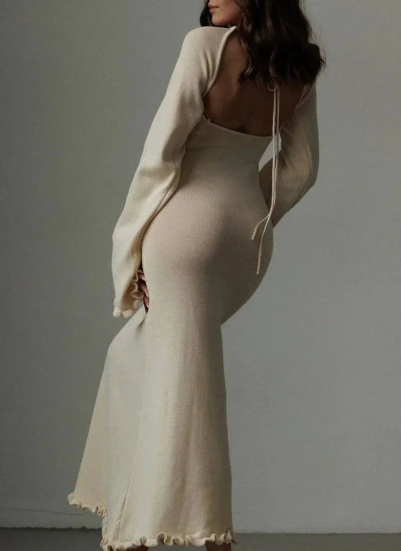 Backless Slim Comfortable Laceup Sophisticated Female Midi Dresses