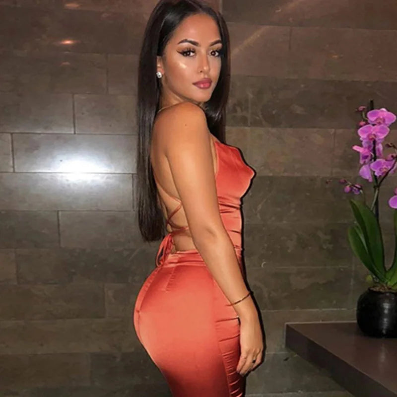 Maxi Puss Nightclub Satin Sophisticated Casual Midi Dresses
