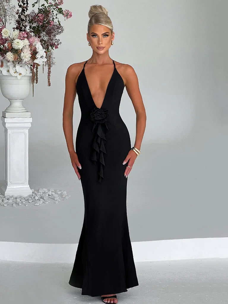 New Slim Slip Ruffled High Graceful Y2K Midi Dresses