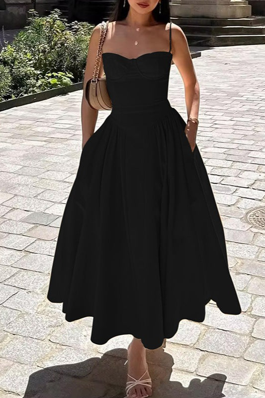 Graceful Vintage Satin Halter Maxi Prom Dress
