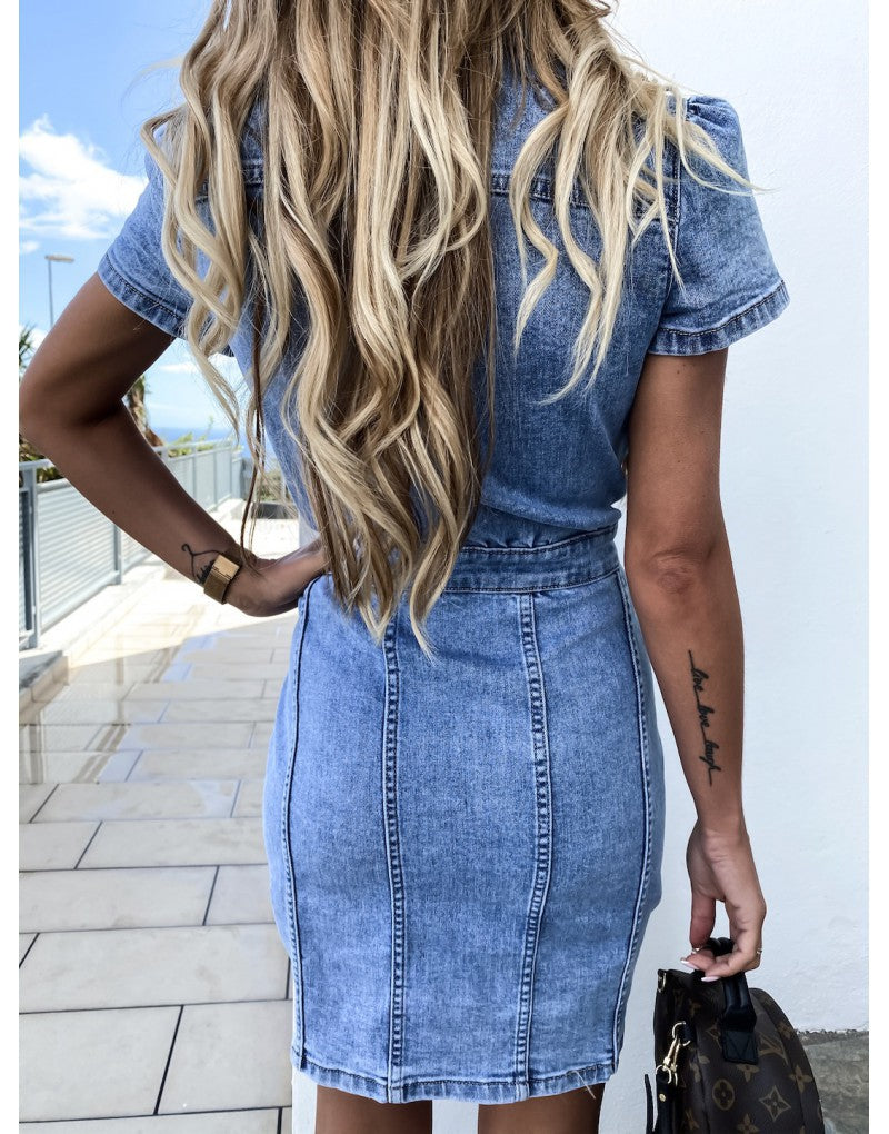 Pocketed Tribeca Button Down Denim Dress FINAL
