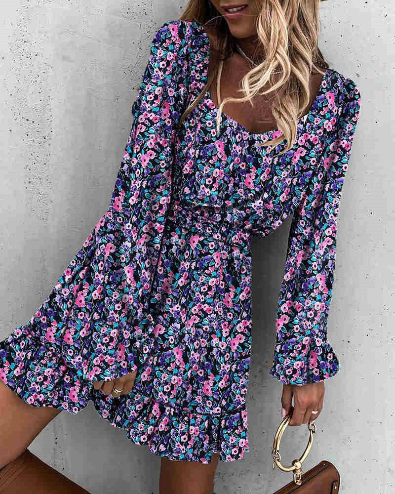 Mallory Flower Crochet Ruffle Dress