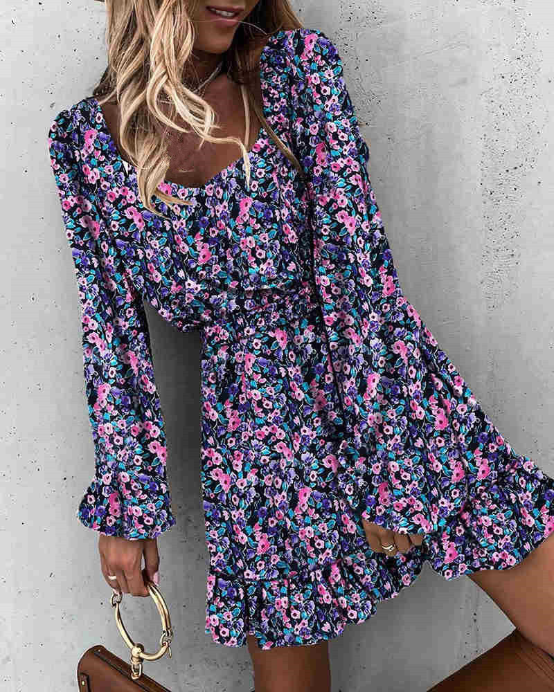 Mallory Flower Crochet Ruffle Dress