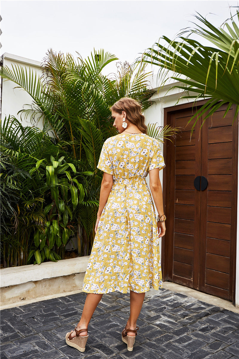 Alianna Bloom Ruffle Midi Dress Lemon