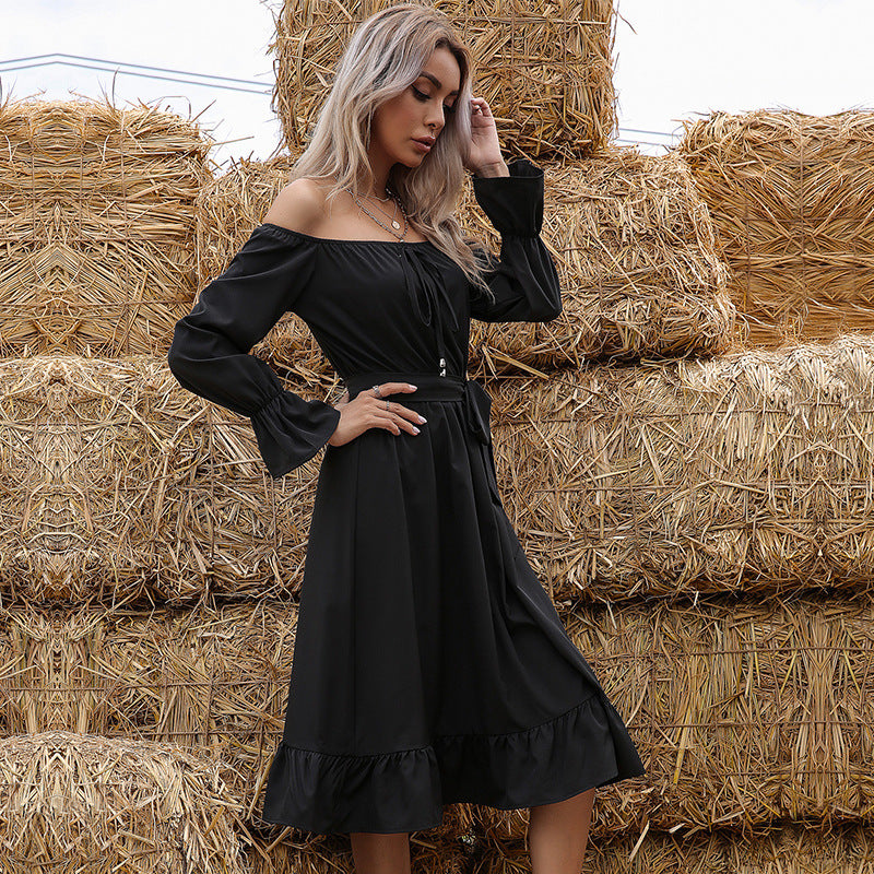 Will Waves Fade Pocketed Off The Shoulder Dress Onyx
