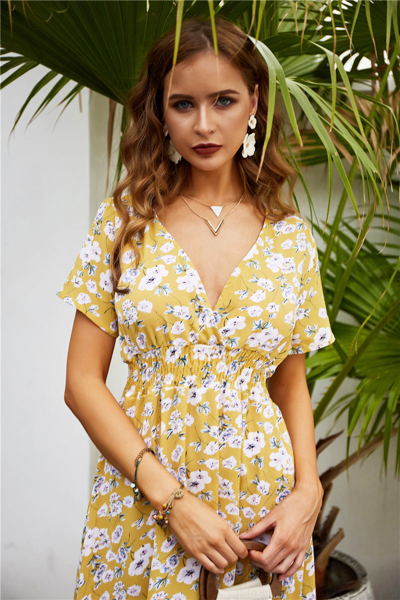 Alianna Bloom Ruffle Midi Dress Lemon