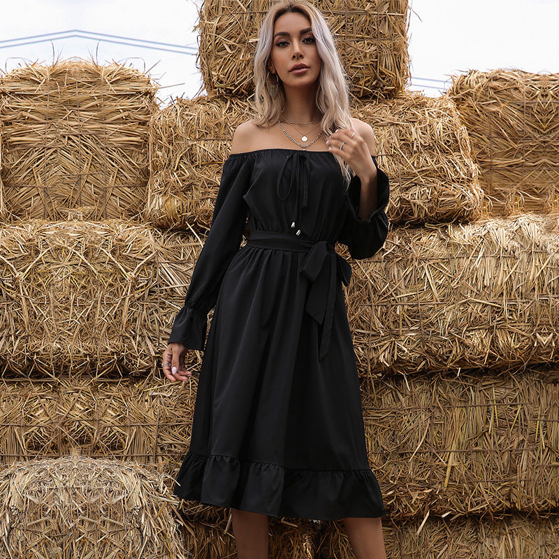 Will Waves Fade Pocketed Off The Shoulder Dress Onyx