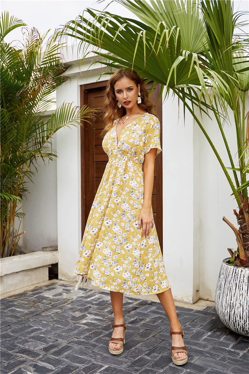 Alianna Bloom Ruffle Midi Dress Lemon