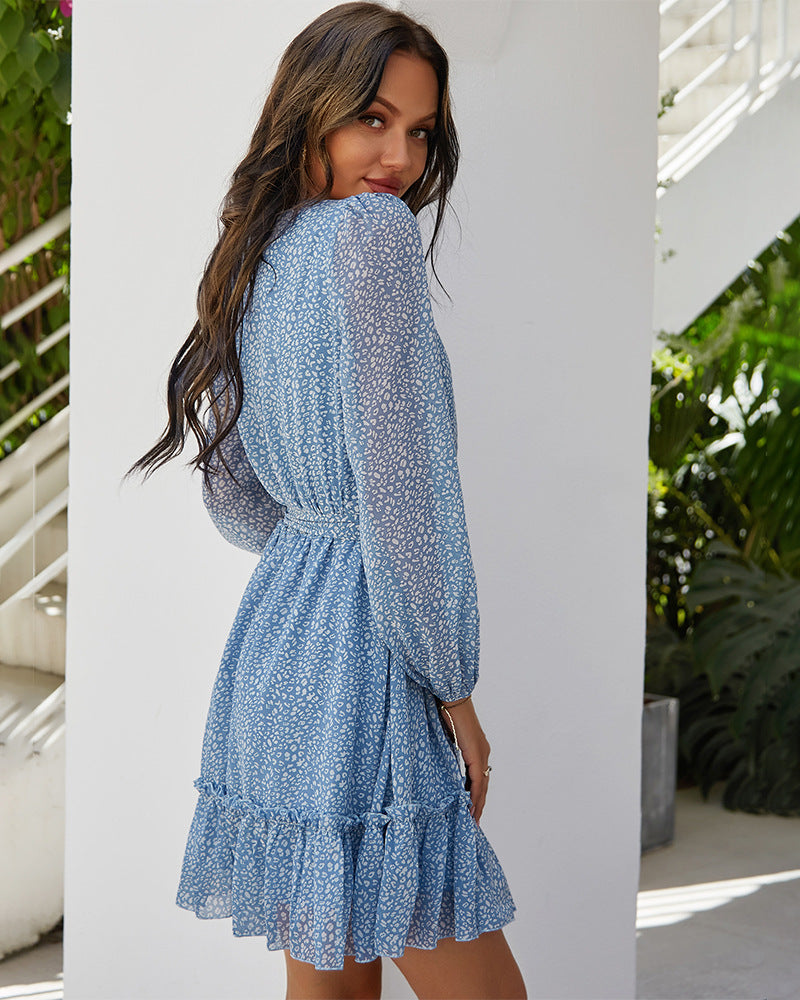 Nothing But Blue Skies Flower Rope Tie Midi Dress