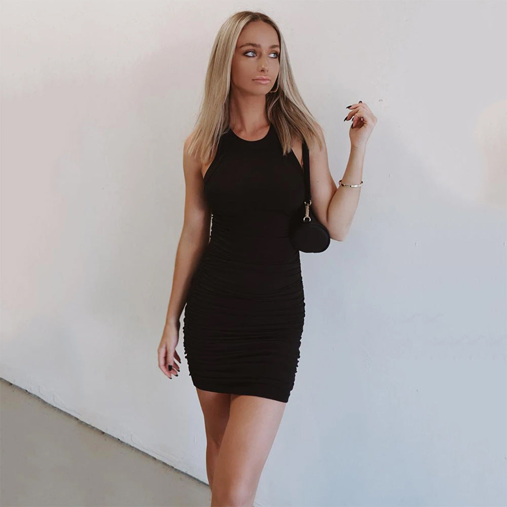 Ruched Esmai Knit Midi Dress Black