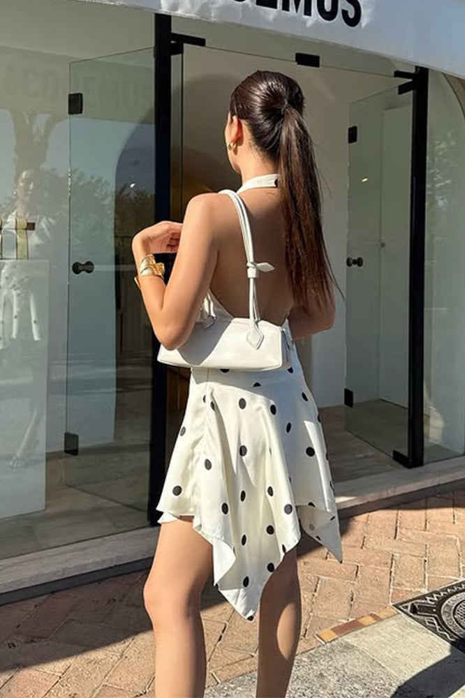 CNeck Halter Backless ALine Mini Dress
